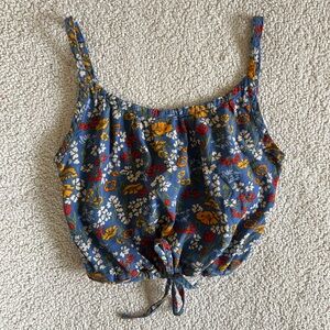 Toad&Co Blue Floral Sleeveless summer Top 100% organic cotton XS